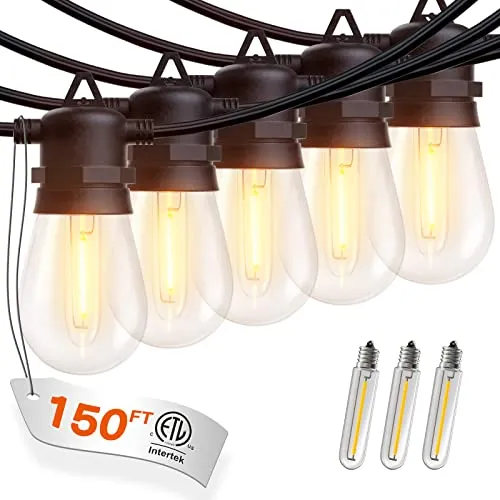 addlon LED Outdoor String Lights with Dimmable Edison Shatterproof Bulbs