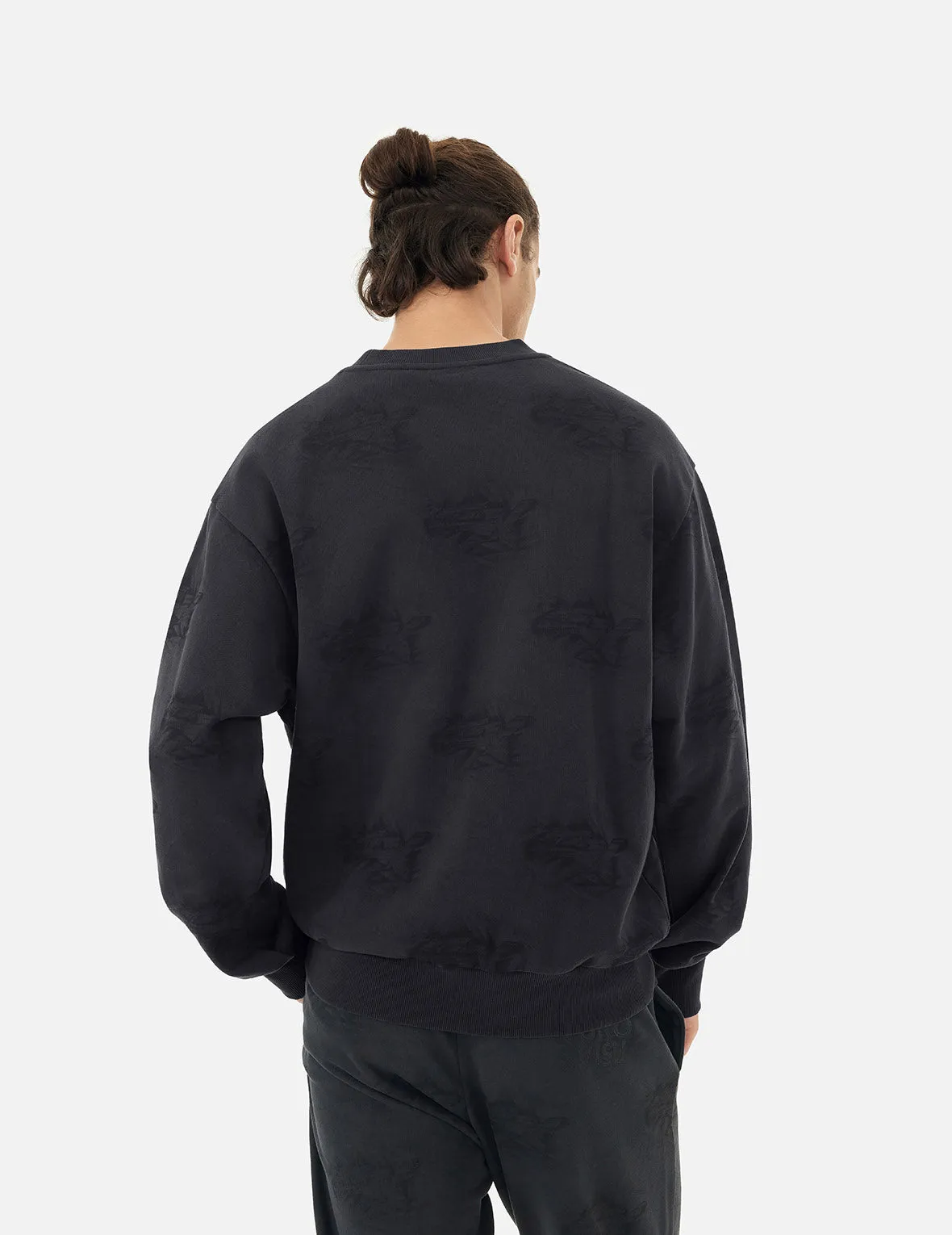 Allover Crinkle Logo Print Regular Fit Sweatshirt