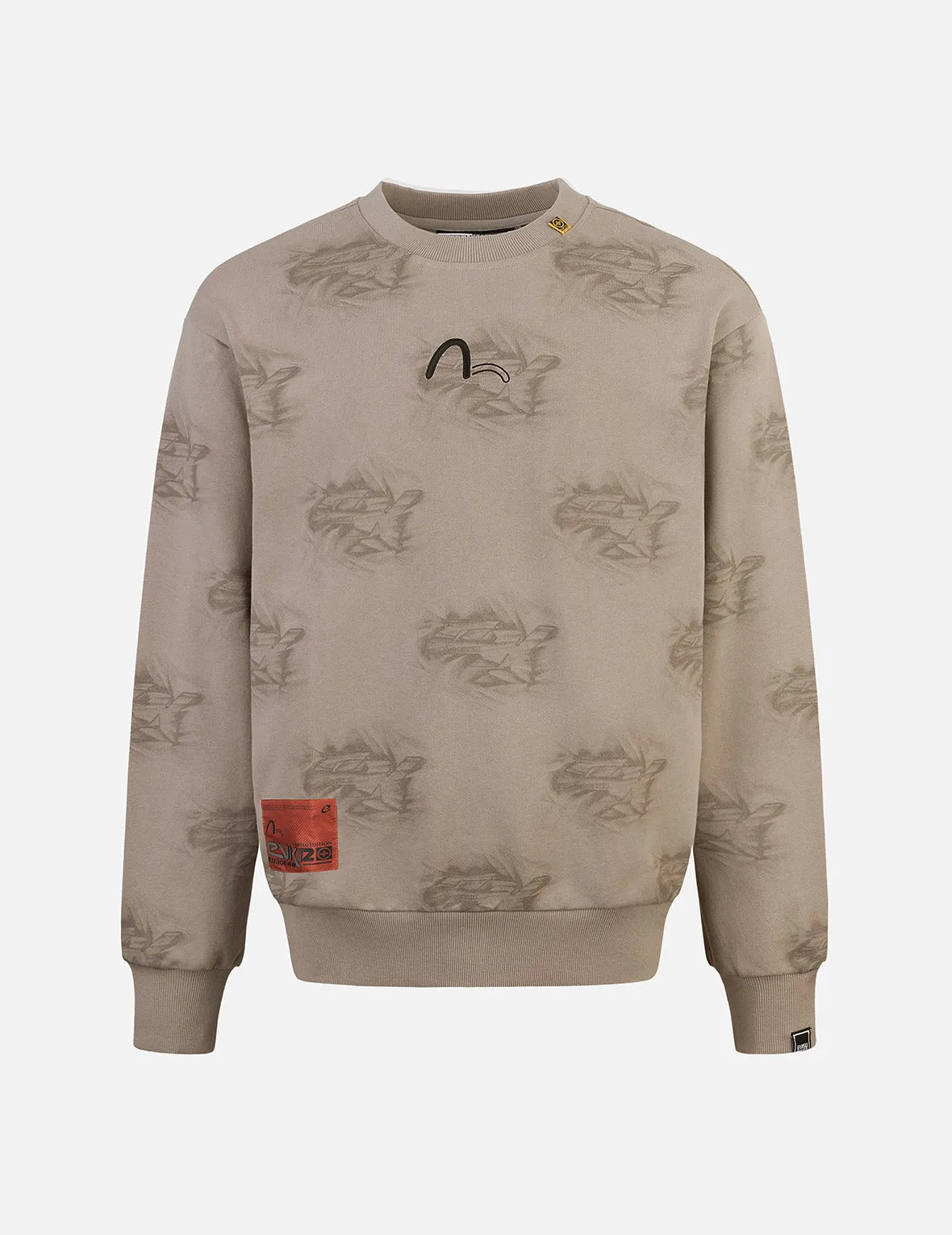 Allover Crinkle Logo Print Regular Fit Sweatshirt