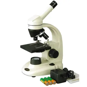 AmScope M130 Series Student Cordless Biological Monocular Compound Microscope 40X-640X Magnification with LED