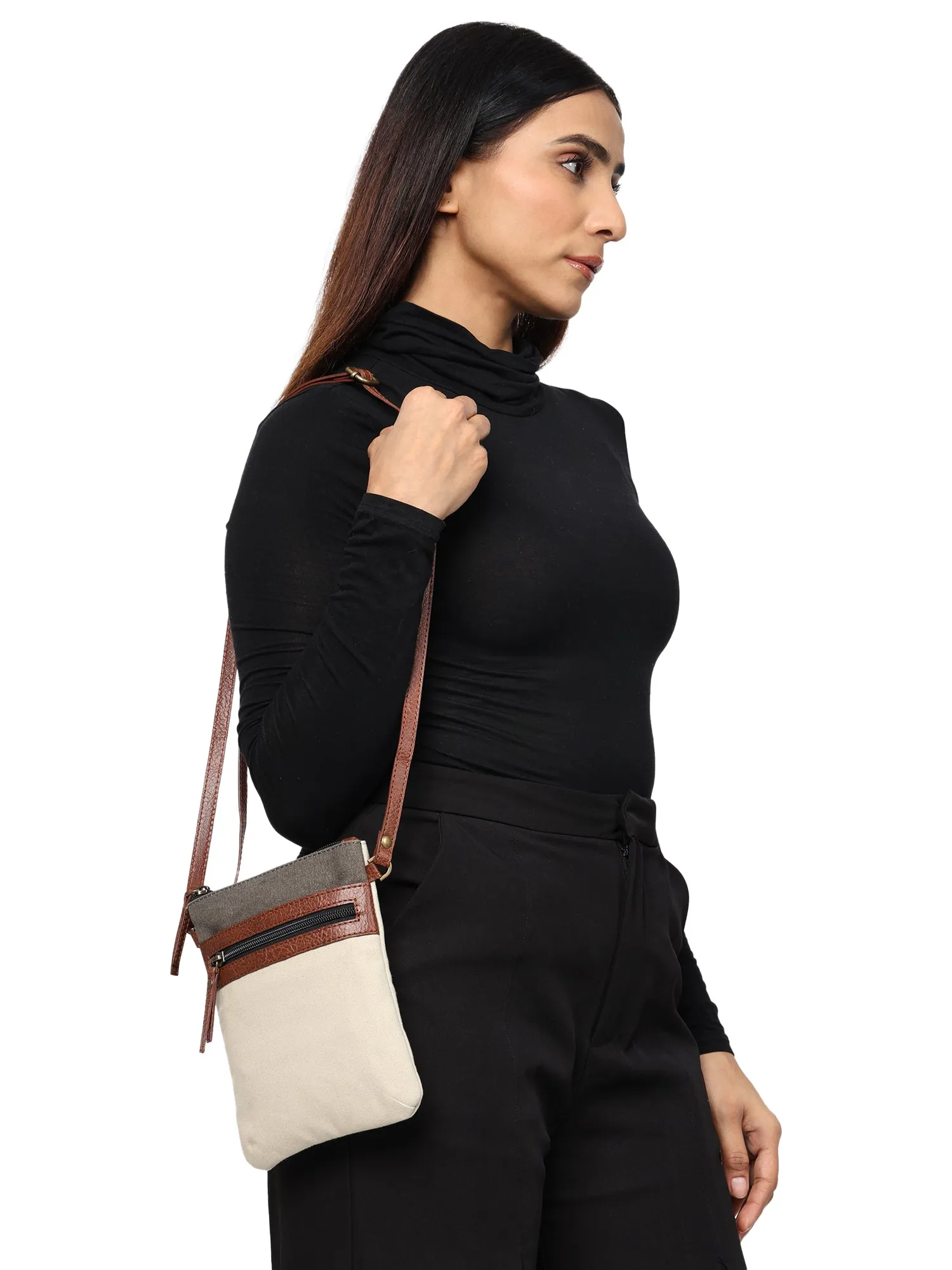 Ava Ice Grey Canvas Crossbody