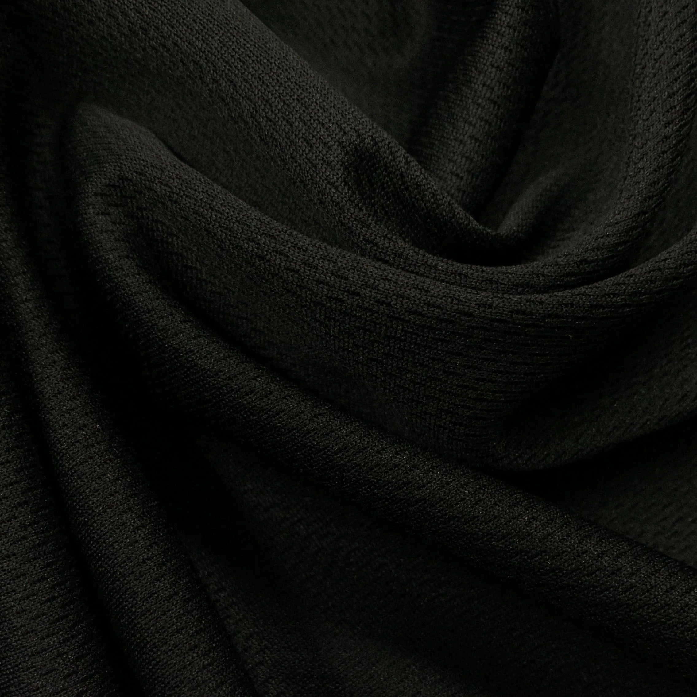 Black Polyester Athletic Wicking Jersey Fabric