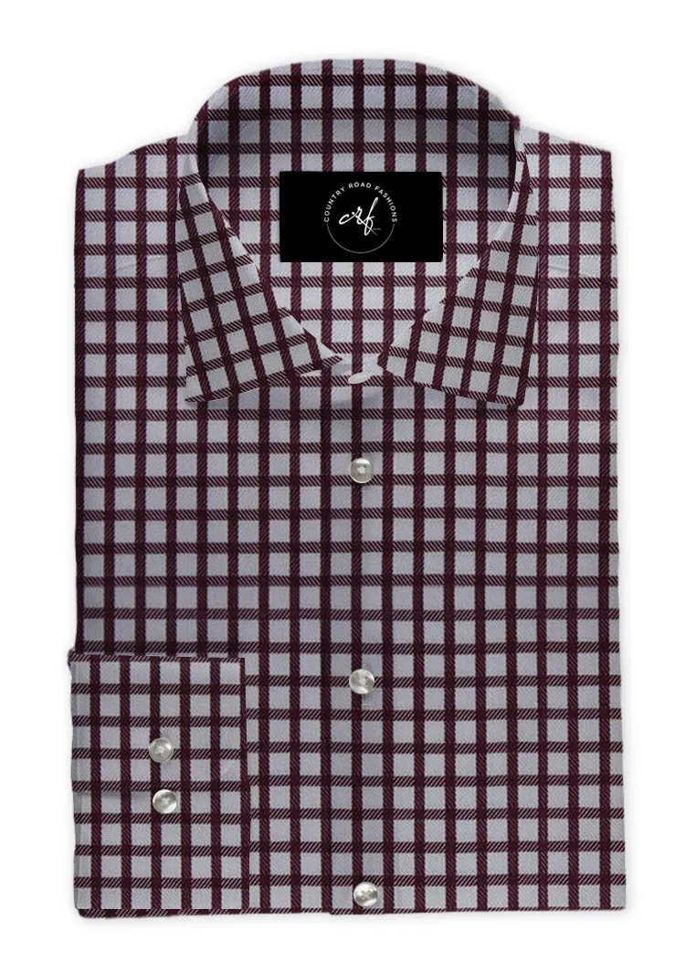 Burgundy Shephered's Check Shirt