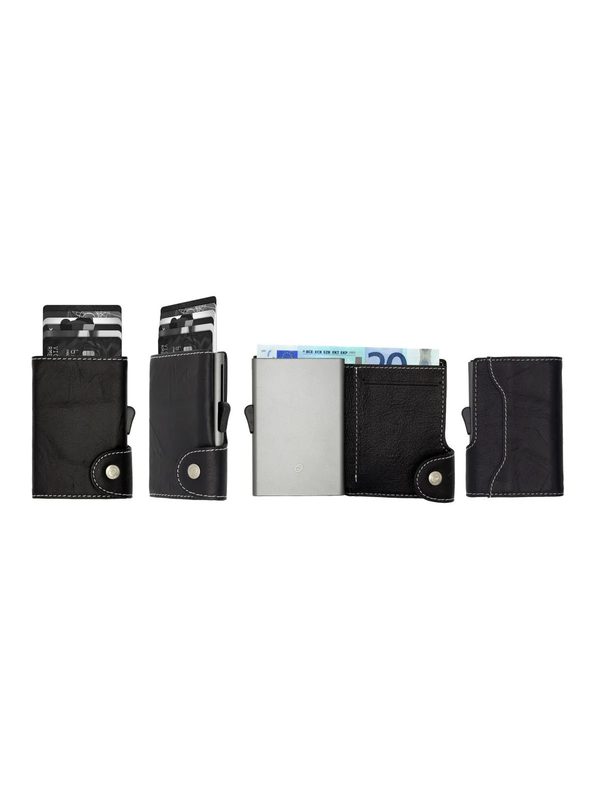 C-Secure Italian Leather Single Wallet Special Edition RFID Black Grey