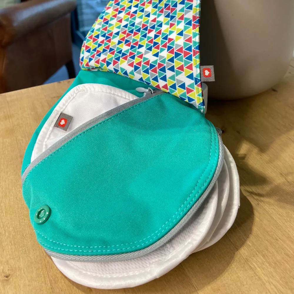 Close Pop-in Contoured Reusable Teardrop Bamboo Breast Pads and Shaped Wet/Dry Zipp able Storage Pouch