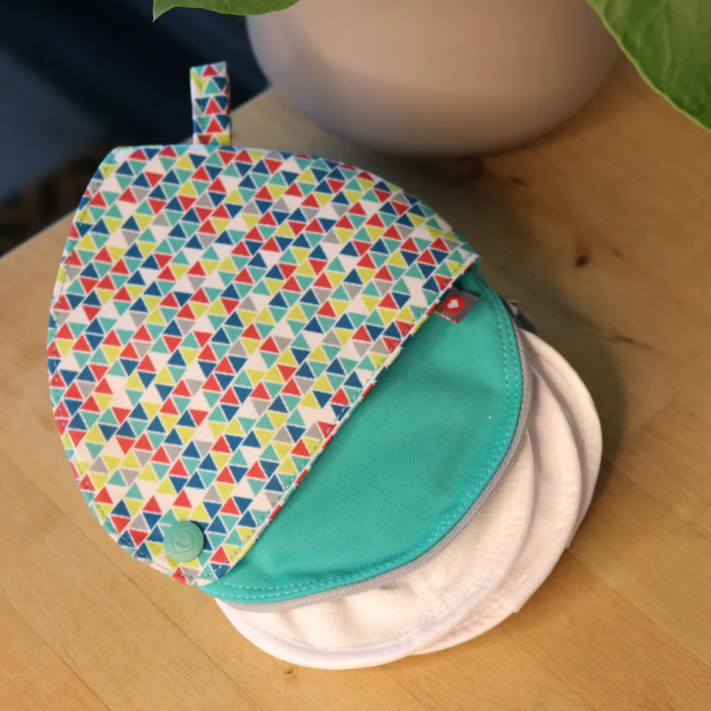 Close Pop-in Contoured Reusable Teardrop Bamboo Breast Pads and Shaped Wet/Dry Zipp able Storage Pouch