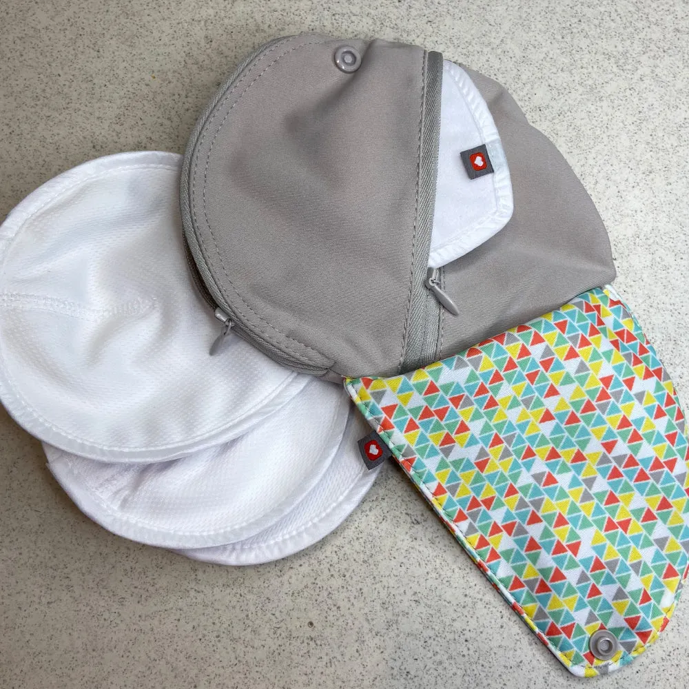 Close Pop-in Contoured Reusable Teardrop Bamboo Breast Pads and Shaped Wet/Dry Zipp able Storage Pouch