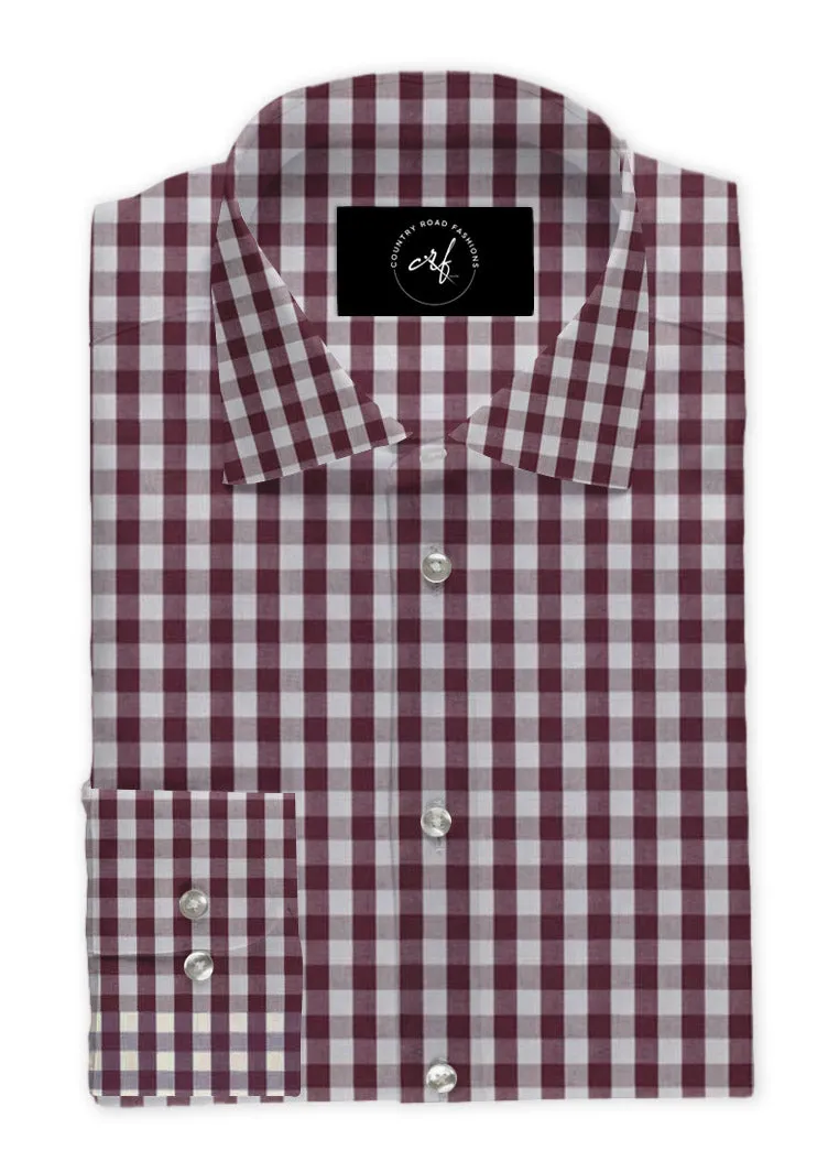 Dark Maroon Check Shirt