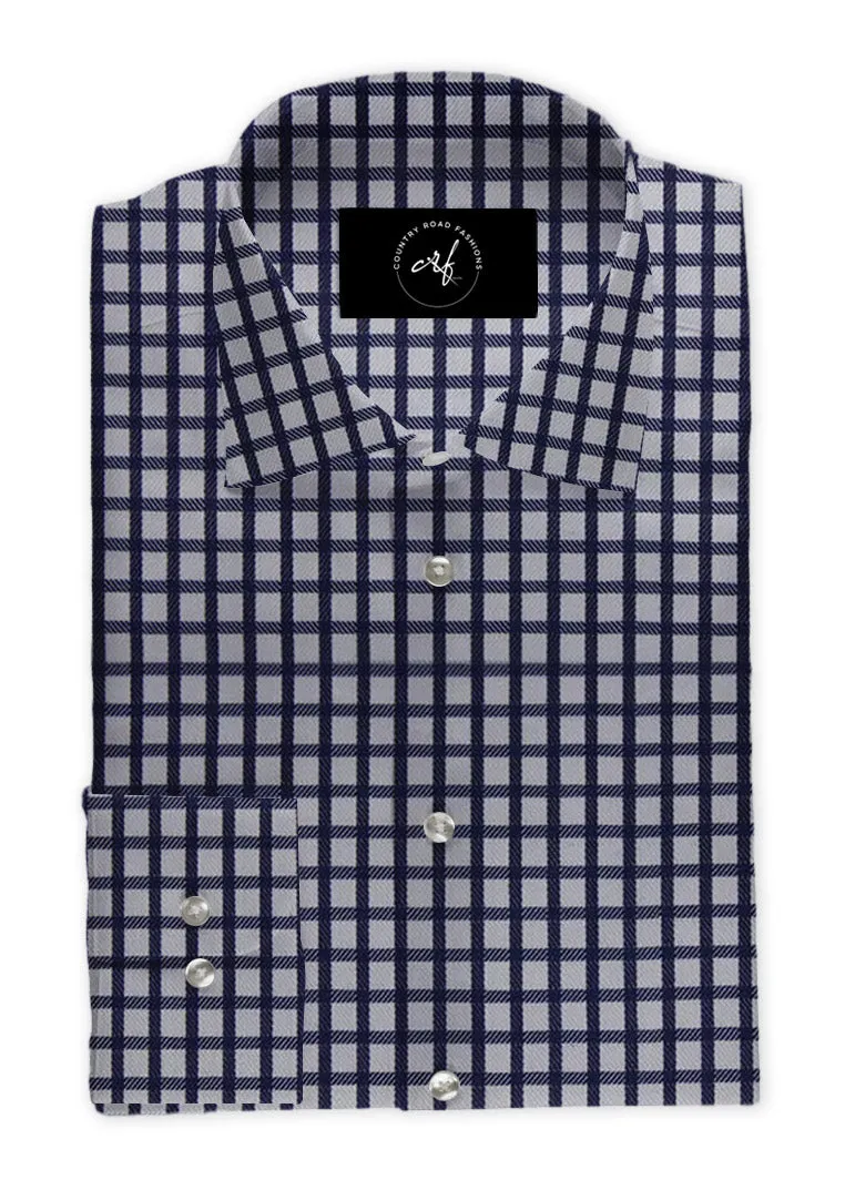 Dark Navy Shephered's Check Shirt