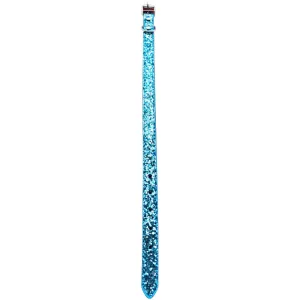 Glitter Dog Collar Medium Blue - Adjustable Sparkly Durable Pet Accessory