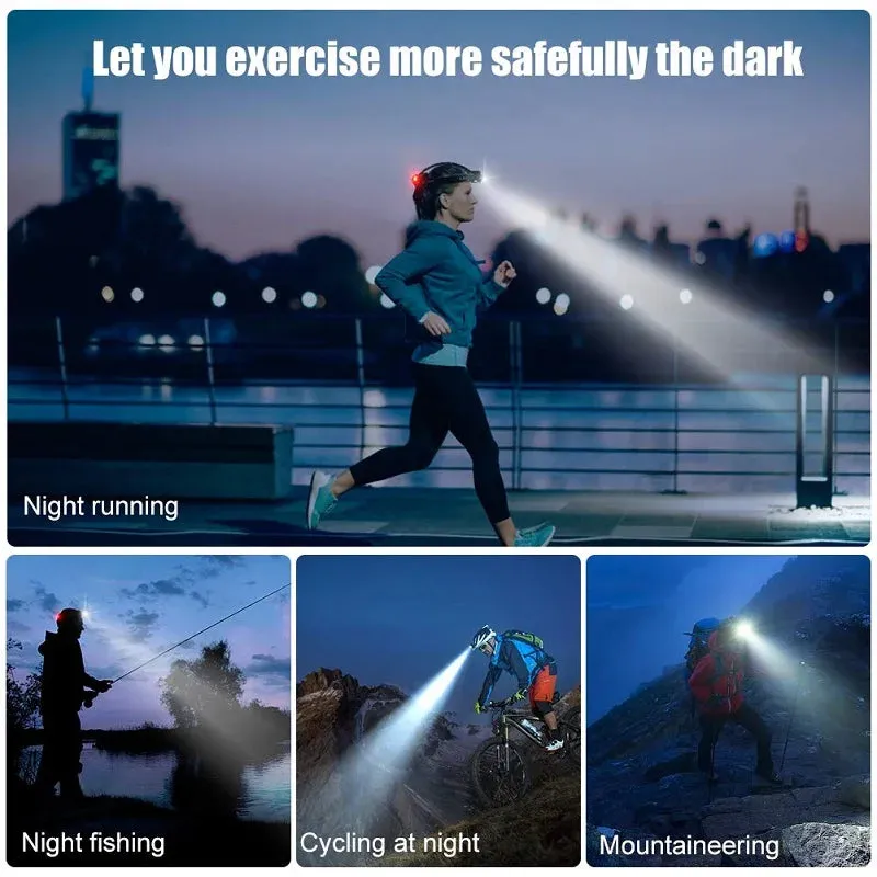 High Bright LED Induction Headlamp USB/DC Rechargeable Headlight Aluminium Alloy Zoom Head Torch Outdoor Waterproof Head Lamp