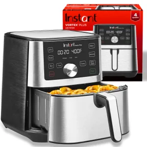 Instant Pot Vortex Plus 4QT Air Fryer, Custom Program Options, 6-in-1 Functions Crisps, Broils, Roasts, Dehydrates, Bakes, Reheats, 100  In-App Recipes, from the Makers of Instant Pot, Stainless Steel