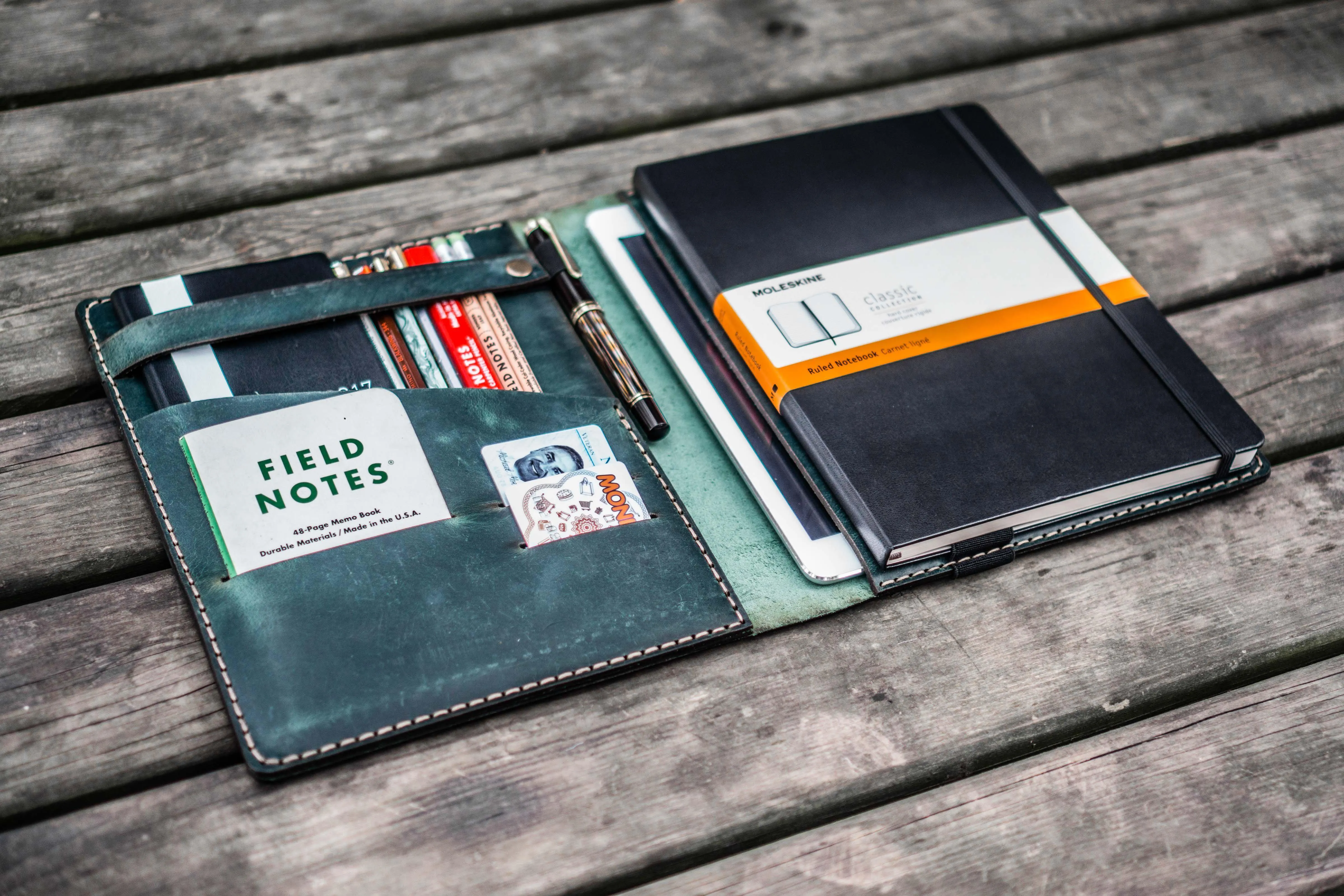 iPad Air/Pro & Extra Large Moleskine Cover - Crazy Horse Forest Green