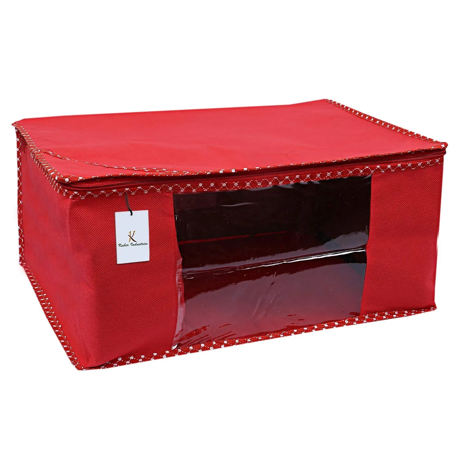 Kuber Industries 12 Piece Non Woven Saree Cover Set, Red,Large Size -CTKTC6436