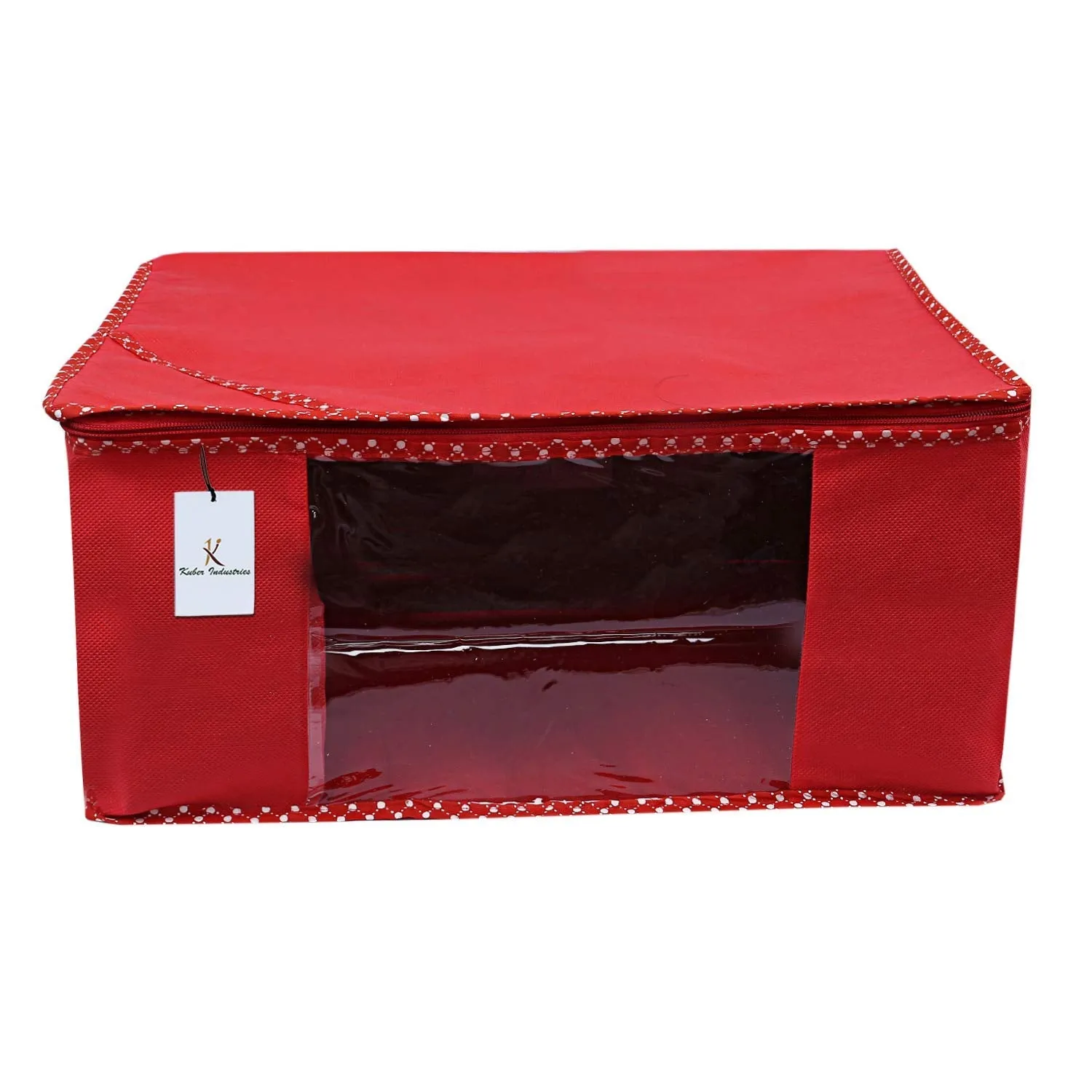 Kuber Industries 12 Piece Non Woven Saree Cover Set, Red,Large Size -CTKTC6436