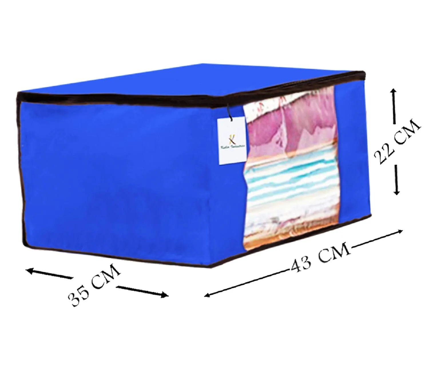 Kuber Industries 6 Piece Non Woven Fabric Saree Cover Set with Transparent Window, Extra Large, Ivory,Royal Blue,Pink-CTKTC23705