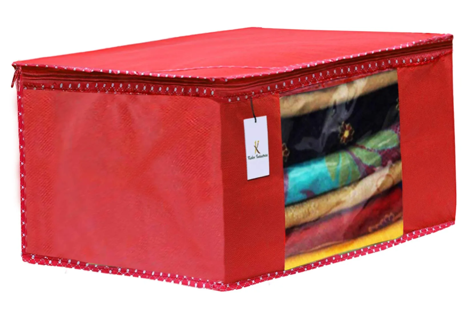 Kuber Industries 6 Piece Non Woven Fabric Saree Cover Set with Transparent Window, Extra Large, Maroon & Red-CTKTC031953