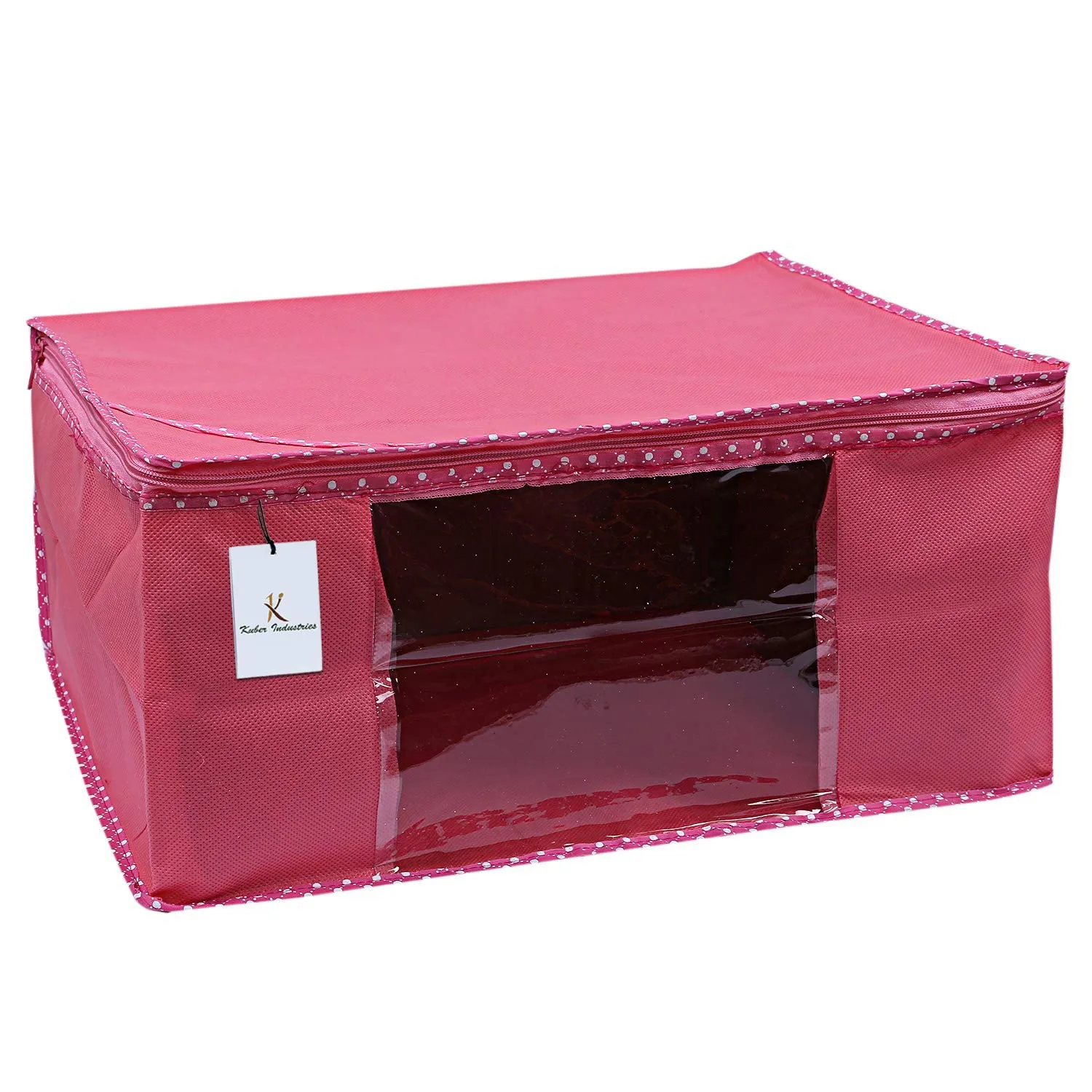Kuber Industries 6 Piece Non Woven Saree Cover Set, Pink,Large Size -CTKTC6409