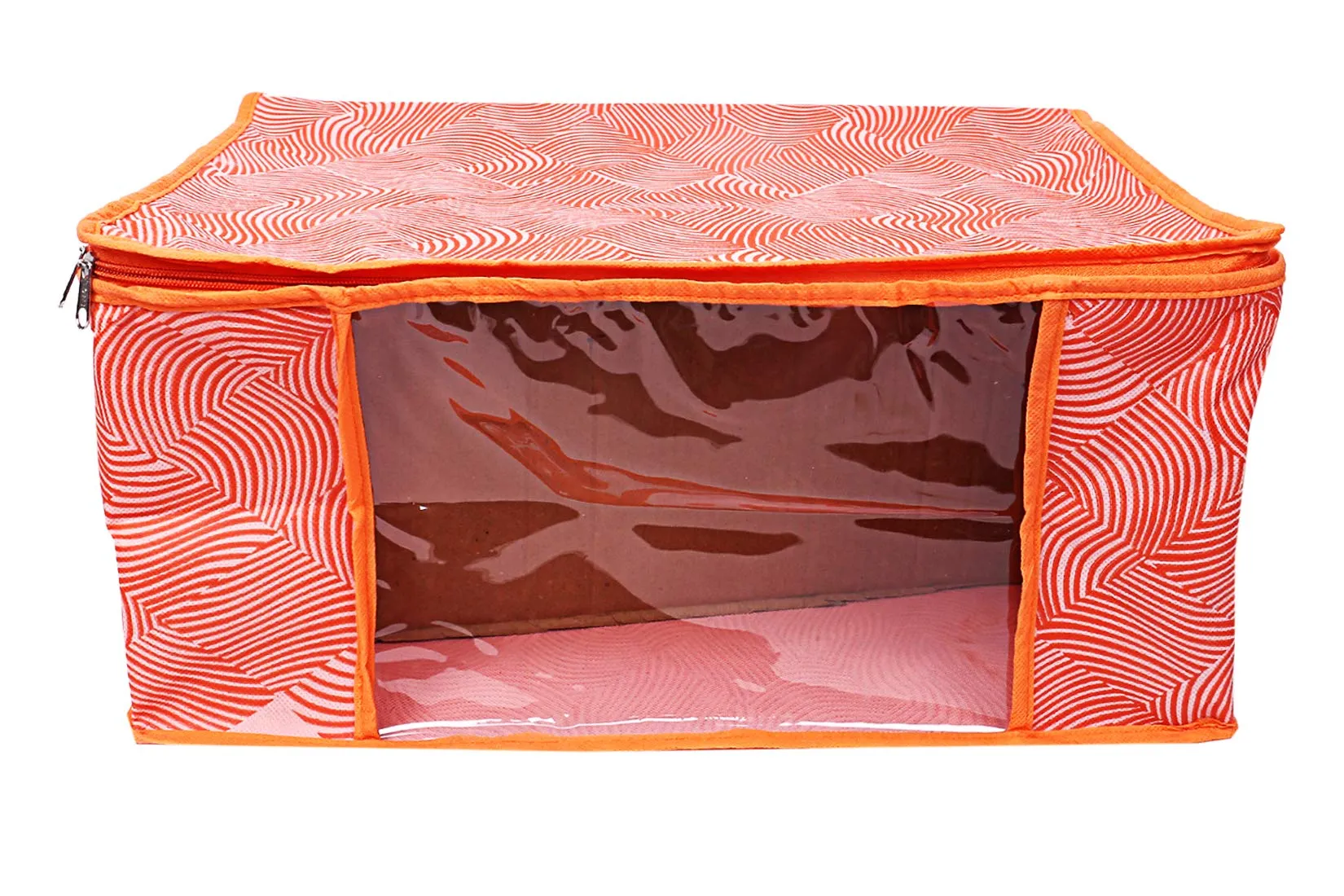 Kuber Industries Leheriya Design 4 Piece Non Woven Saree Cover, Large, Orange - CTKTC15186