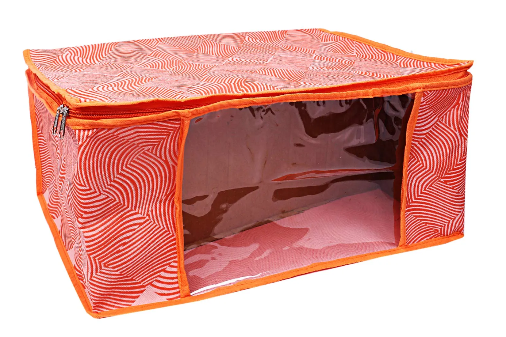 Kuber Industries Leheriya Design 4 Piece Non Woven Saree Cover, Large, Orange - CTKTC15186