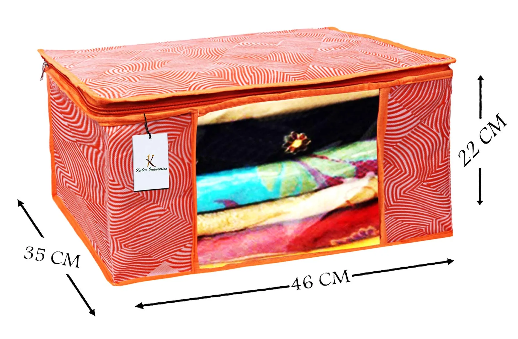 Kuber Industries Leheriya Design 4 Piece Non Woven Saree Cover, Large, Orange - CTKTC15186