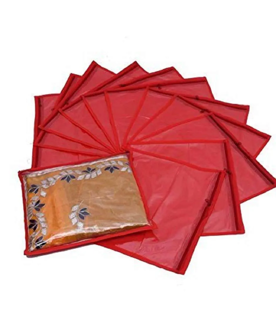 Kuber Industries Non Woven Single Packing Saree Cover 24 pcs Set (Red),CTKNEW107