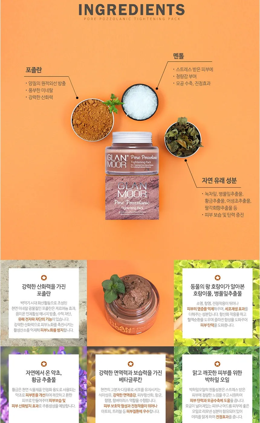 Made in Korea GLANMOOR Pore Pozzolanic Tightening Pack 1 1