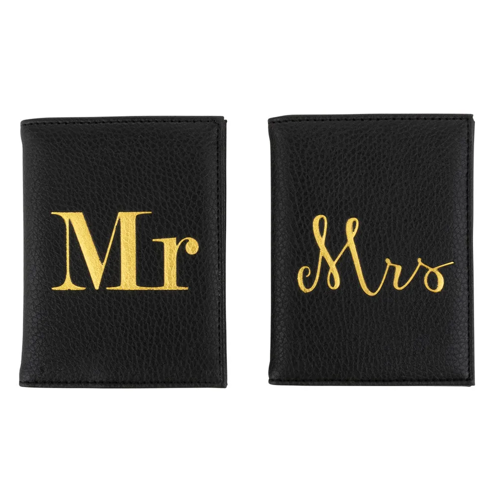 Mr & Mrs Gold Foil Passport Holder Set