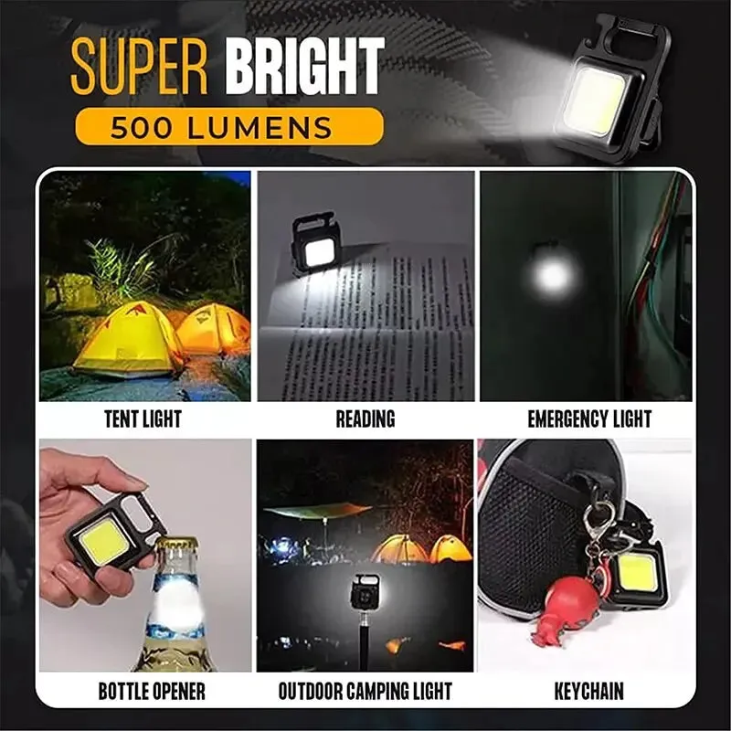 Multifunction Mini COB Keychain Light USB Rechargeable Emergency Lamps Magnetic Repair Work Outdoor Camping Flashlight