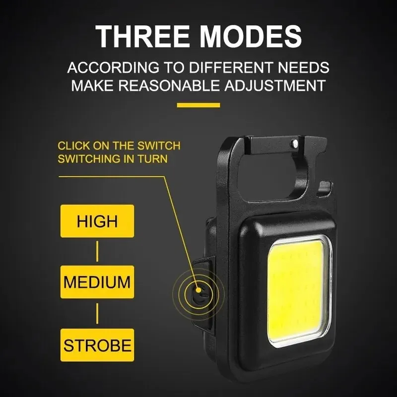 Multifunction Mini COB Keychain Light USB Rechargeable Emergency Lamps Magnetic Repair Work Outdoor Camping Flashlight
