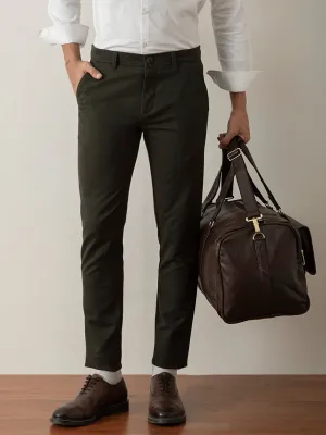 Olive Slim Fit Cotton Stretch Trouser