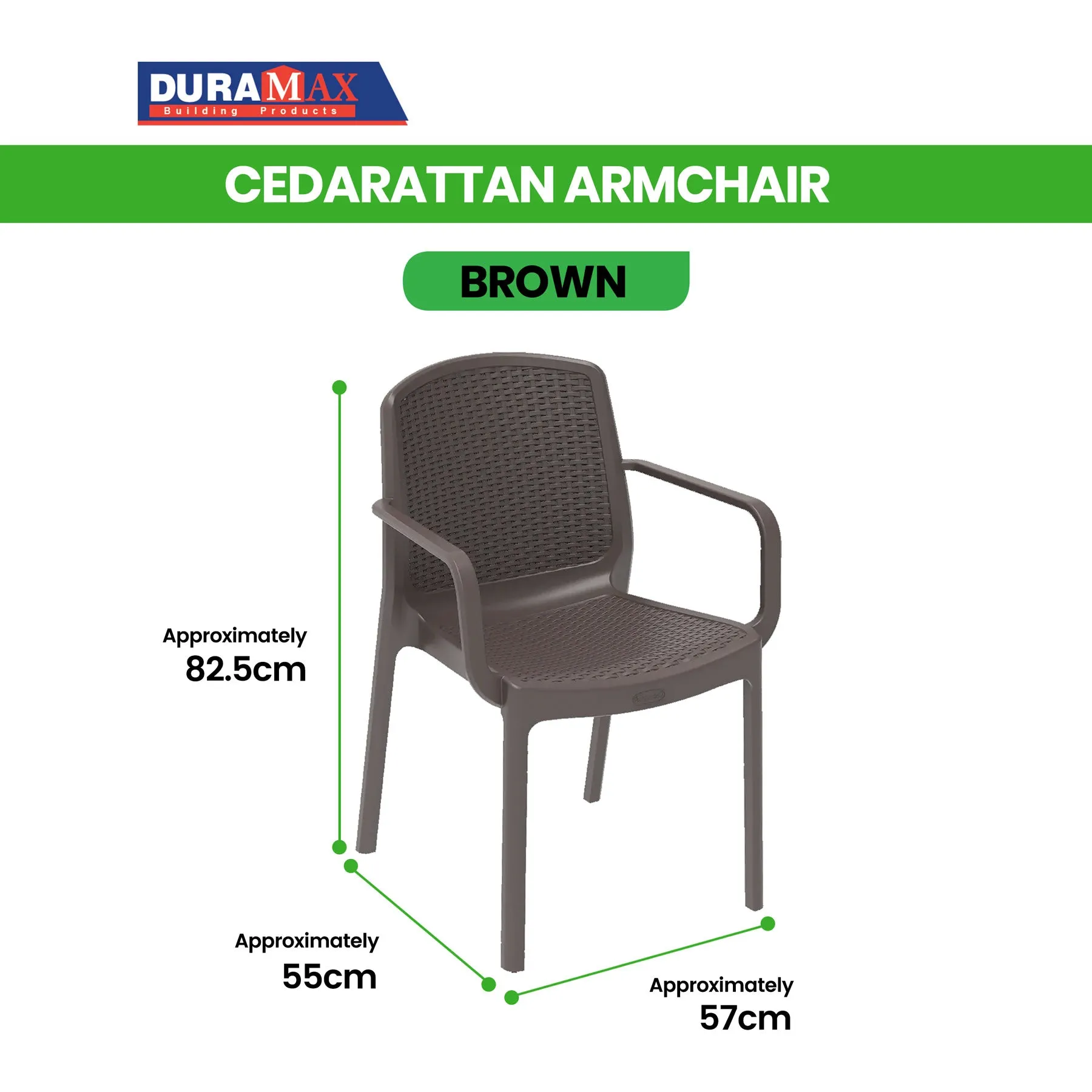 Outdoor Cedarrattan 4 Seater Dining Table and Chair (Brown)