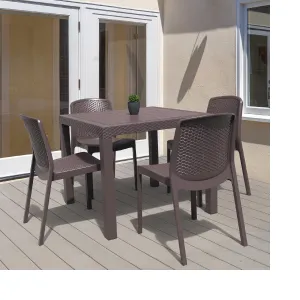 Outdoor Cedarrattan 4 Seater Dining Table and Chair (Brown)