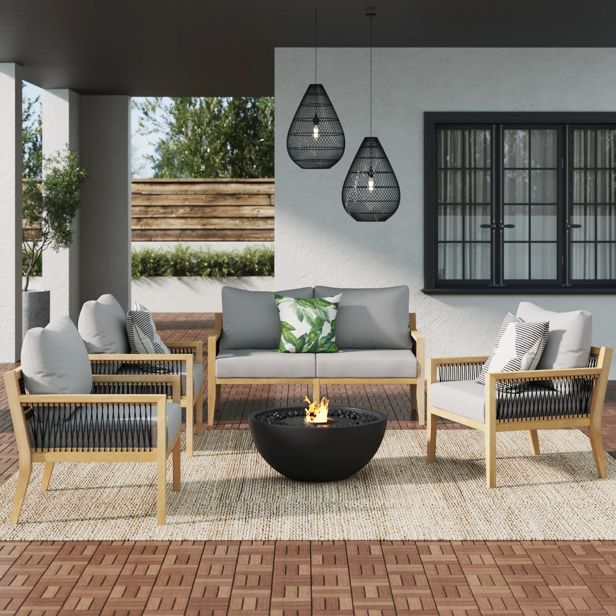 Outdoor Set Patio Couch & 3 Arm Chairs