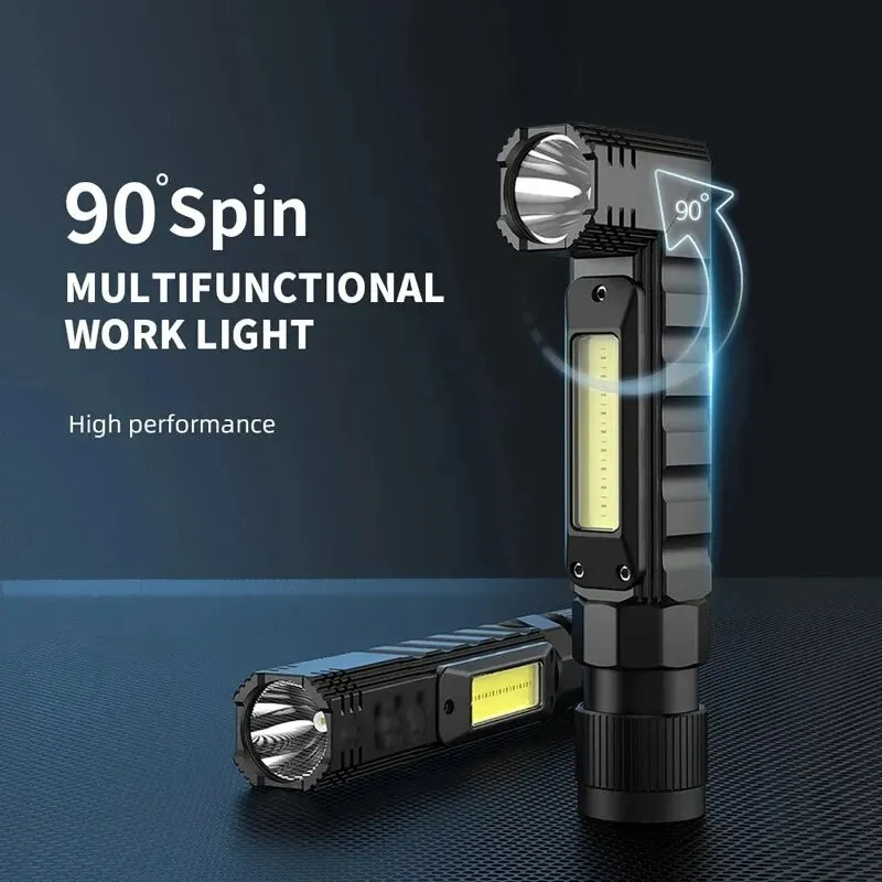 Portable LED COB Flashlight With Magnet USB Rechargeable For Fishing Camping Work Light Powerful Torch Has 300mLighting Distance