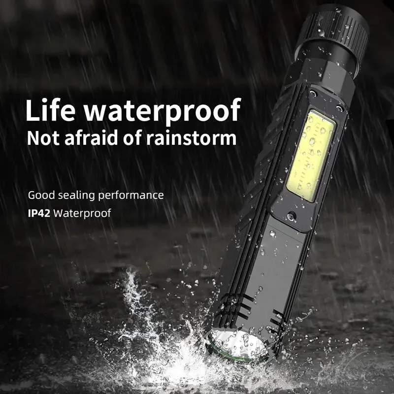 Portable LED COB Flashlight With Magnet USB Rechargeable For Fishing Camping Work Light Powerful Torch Has 300mLighting Distance
