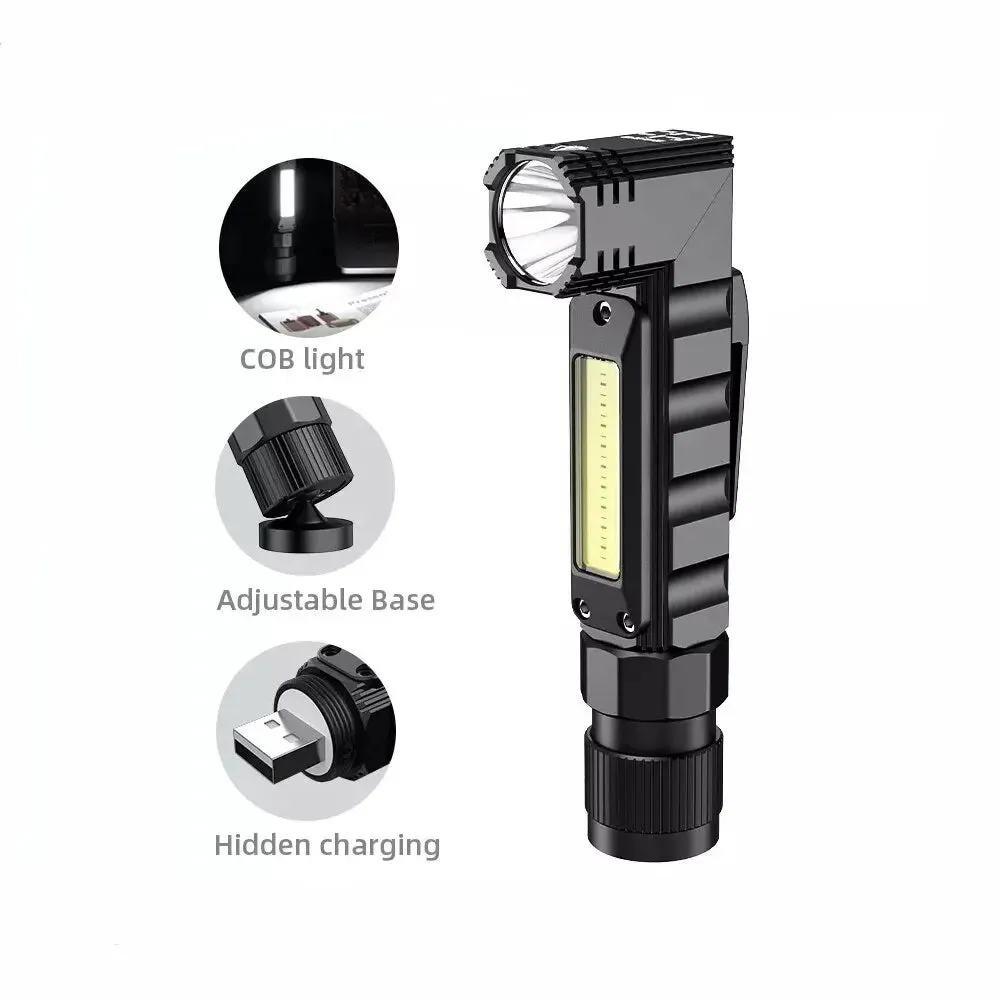 Portable LED COB Flashlight With Magnet USB Rechargeable For Fishing Camping Work Light Powerful Torch Has 300mLighting Distance