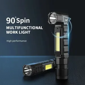 Portable LED COB Flashlight With Magnet USB Rechargeable For Fishing Camping Work Light Powerful Torch Has 300mLighting Distance