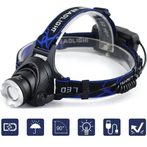 Portable Telescopic Zoom Headlamp USB Rechargeable Detachable LED Waterproof Adjustable Multi-Angle 3 Modes