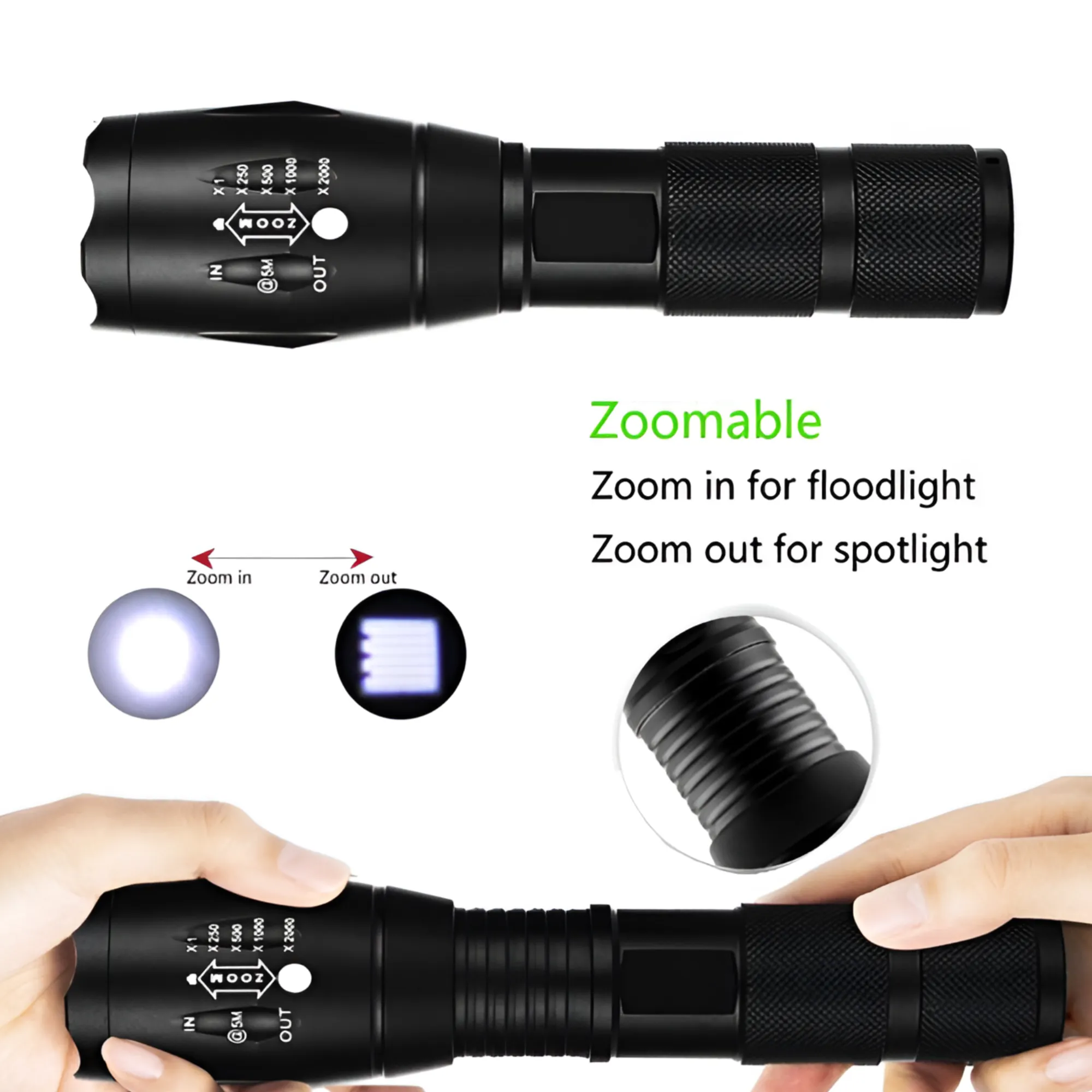 Rechargeable Tactical LED Flashlight with Carry Case – Durable Torch