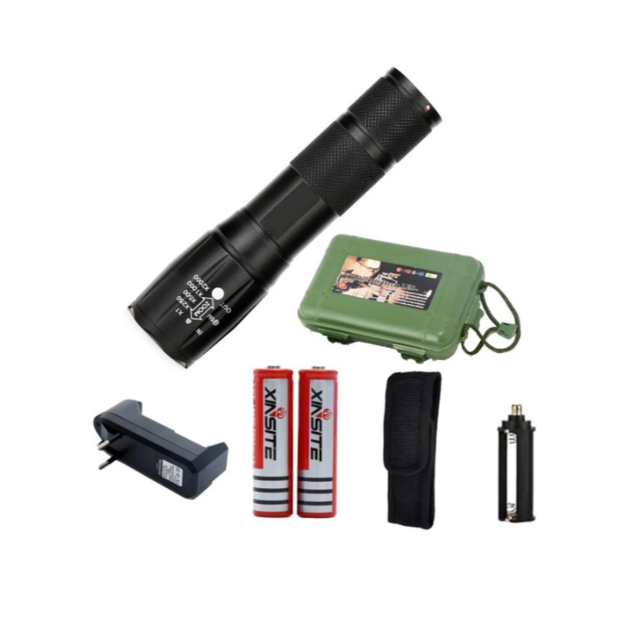 Rechargeable Tactical LED Flashlight with Carry Case – Durable Torch