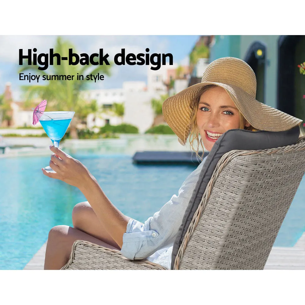 Recliner Chairs Sun lounge Outdoor Patio Furniture Wicker Sofa Lounger 2pcs