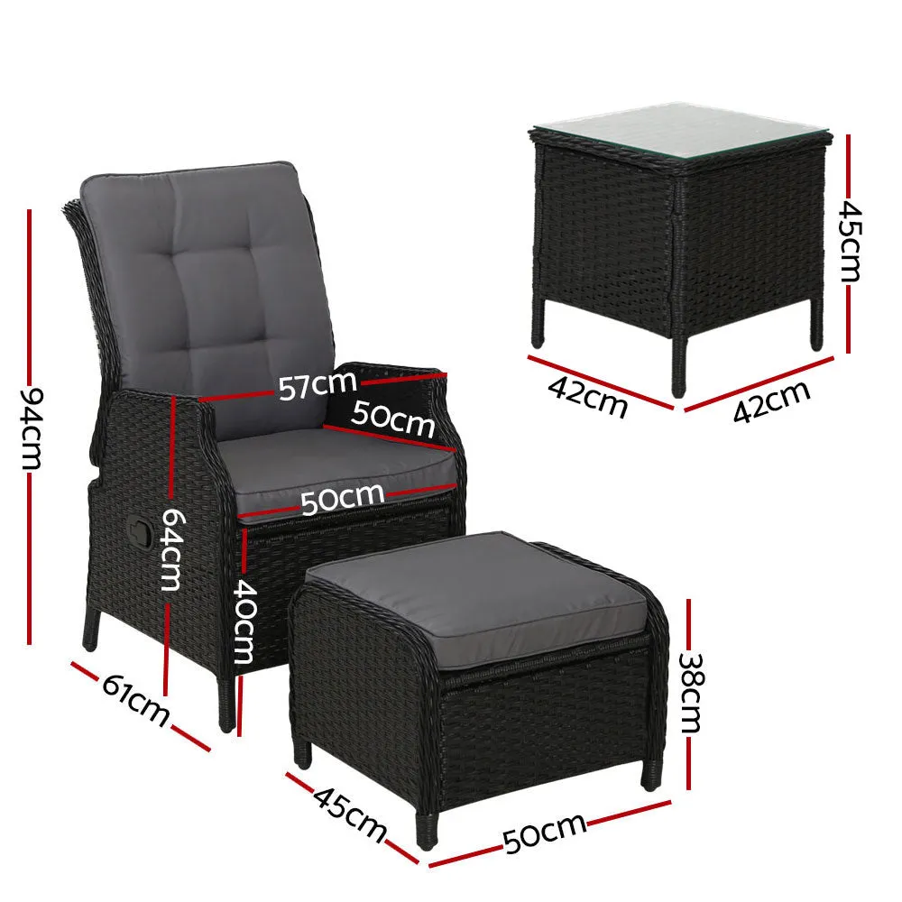 Recliner Chairs Sun lounge Setting Outdoor Furniture Patio Garden Wicker