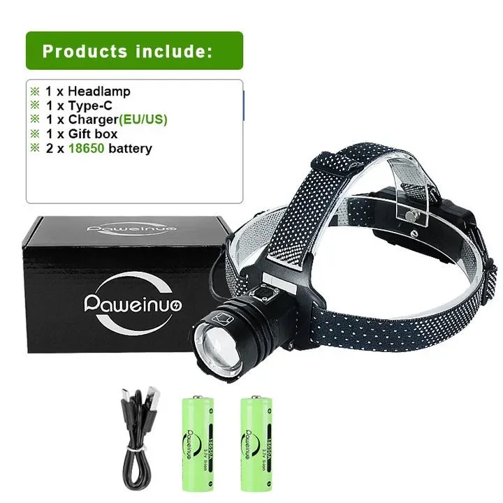 Super Bright XHP360 Powerful LED Headlamp USB Rechargeable High Power Headlight XHP90 3Mode 18650 IP6 Waterproof Head Flashlight