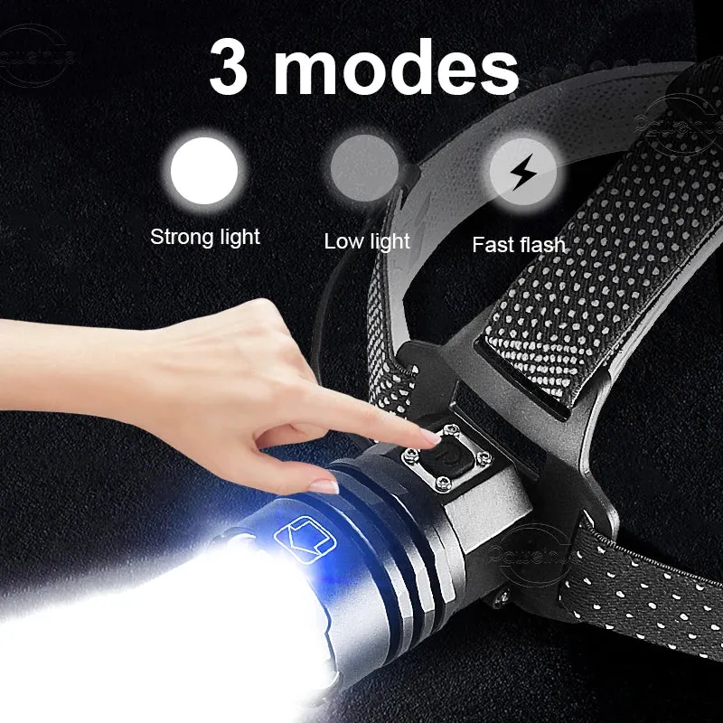 Super Bright XHP360 Powerful LED Headlamp USB Rechargeable High Power Headlight XHP90 3Mode 18650 IP6 Waterproof Head Flashlight