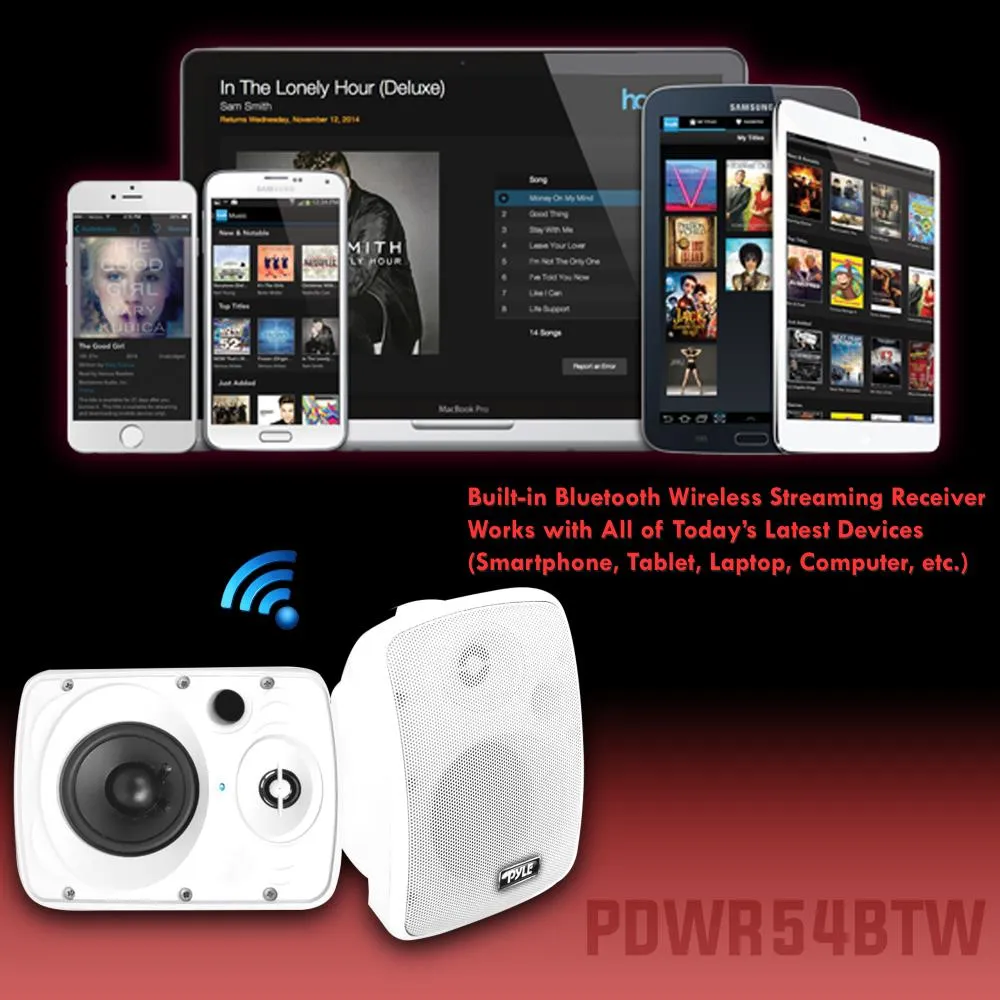 Waterproof & Bluetooth 5.25'' Indoor / Outdoor Speaker System, 600 Watt, White