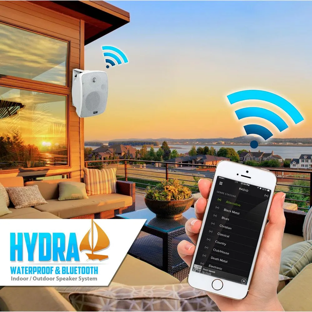 Waterproof & Bluetooth 5.25'' Indoor / Outdoor Speaker System, 600 Watt, White