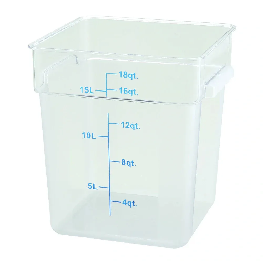 Winco PCSC-18C Square Clear Polycarbonate Storage Container, 18 Qt