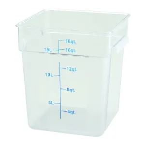 Winco PCSC-18C Square Clear Polycarbonate Storage Container, 18 Qt