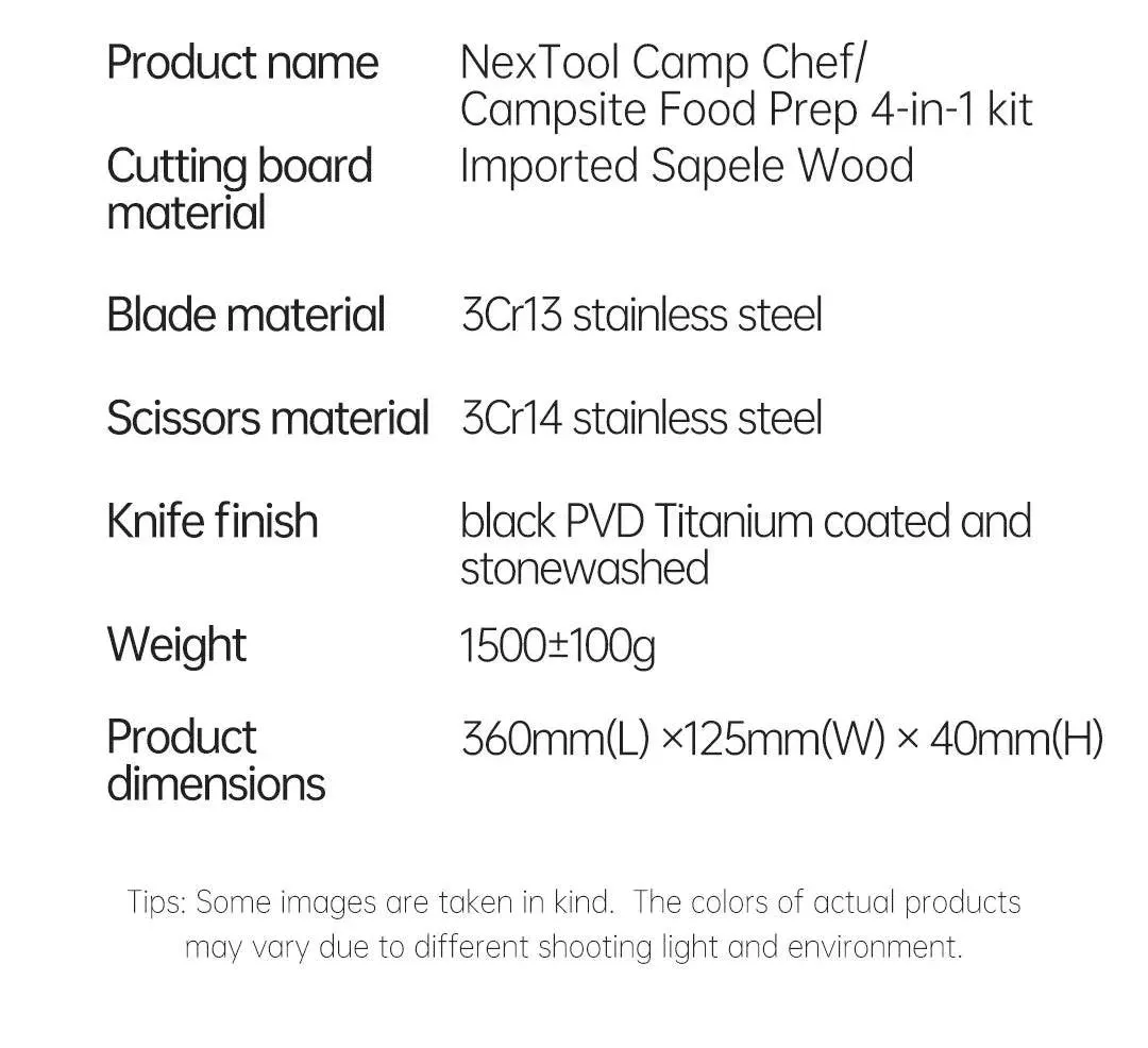 Xiaomi Nextool Campsite Cooking Set Outdoor Camping Portable Knife Scissors Vegetable Board Multi functional Tool Accessories